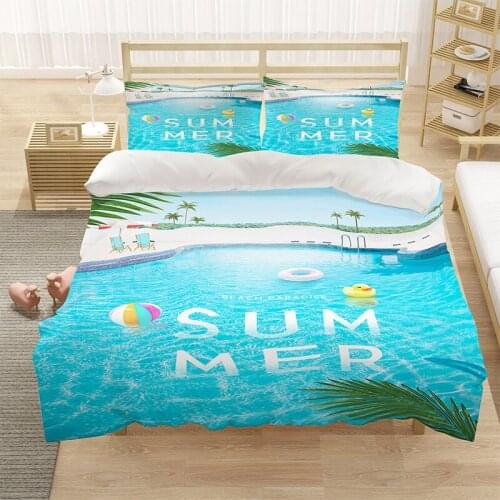 Sea Beach Sky 3D Luxury Bedding Set Kids Scenery Tree Duvet Cover Sets Quilt Home Textiles King Queen Double Full Size Dropship