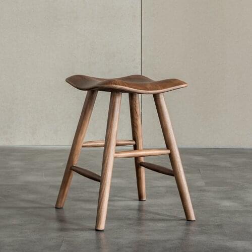 Nordic Solid Wood Dining Stool Dining Chair Ash Wood Bar Stool Adult Casual Chair Log Creative Black Walnut Stool Chair