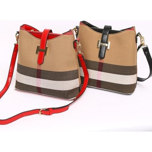 Women Bag Handbags Crossbody Canvas Bag for Woman Lattice Bucket Bag Shoulder Tote Female Handbags Lady Designer Messenger Bags