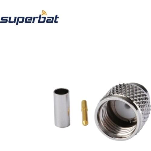 Superbat 10pcs Mini UHF Crimp Plug Male RF Connector for Coaxial Cable RG58 RG400 RG142 LMR195