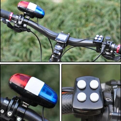 LED Bike Bicycle Police Light + 4 Loud Siren Sound Trumpet Cycling Horn Bicycle Horn Bell And Light Blue And Red Dropshipping