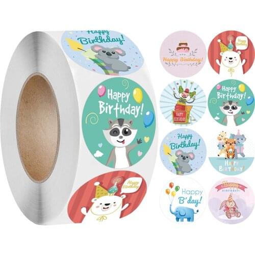 50-500pcs Cute Happy Birthday Stickers Birthday Gift Decoration Tag Sealing Label Kids toys Gift Package Scrapbooking Stickers