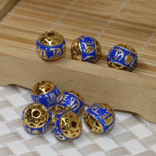 High quality 11mm gold-color cloisonne round ball spacers beads accessories diy women & men jewelry making 5pcs B2390