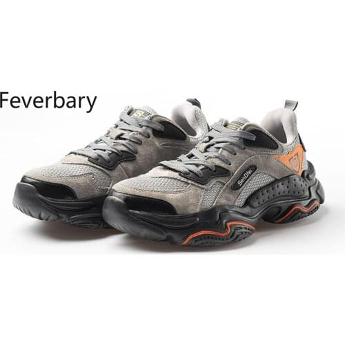 Feverbary Men Ground Work Safety Shoes Unisex Outdoor Hiking Mountain climbing Steel Toe Puncture Proof Protective Boots
