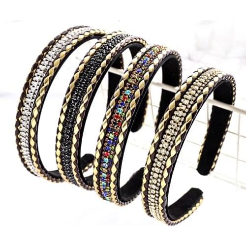 Women 2021 New Fashion Rhinestone Hair Band Hoops for Girls Headband Bezel Headwear Vintage Crystal Hairband Hair Accessories