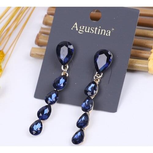 Women earring sjewelry long korean fashion bohemian boho statement gold crystal dangle natural luxury earings fashion jewelry