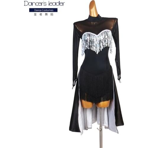 2020 New latin dress competition dresses junior kids women samba rumba tango latin dance dress white sequin