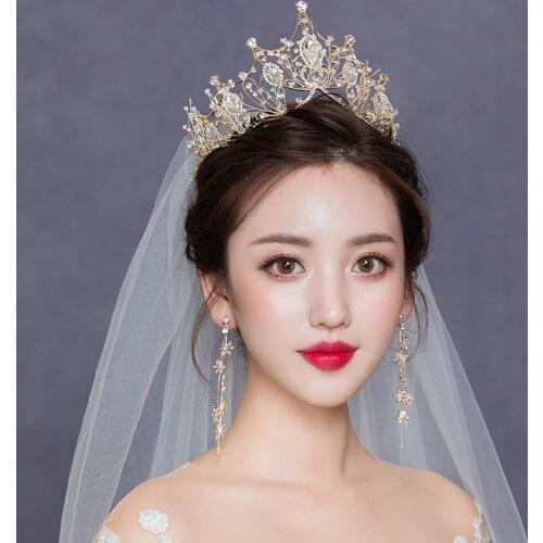 Gold Crown Tiara Wedding Hair Accessories Decoration Bridal Head Jewelry Bride Princess Crown Girls Christmas Tiara Girlfriend