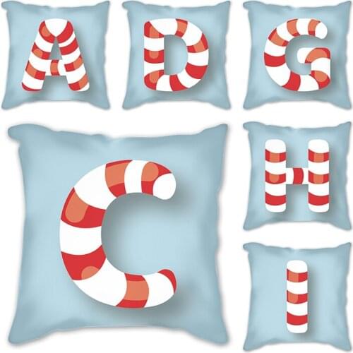 1Pcs Alphabet Letter Striped Decorative Cushion Cover Polyester Throw Pillowcase 45*45CM Sofa Home Decorative PillowCover
