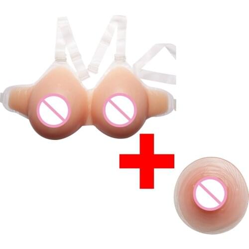 1pcs Wearable Silicone Fake Breast Bust Enhancer + 1Pair Simulation Tit Nipples Cover For Women Shemale Trandsgender Cosplay