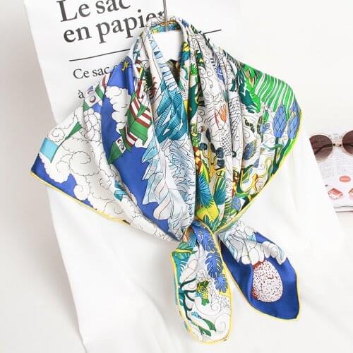 100% Pure Square Silk Neckerchief 2021 Hangzhou Silk Kerchief Wraps for Ladies Printed Bandana Real Silk Square Neck Scarf Hijab
