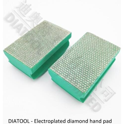 DIATOOL 2pcs Dotted electroplated diamond hand polishing pad 90X55MM #50 Hard Foam-backed Hand pad