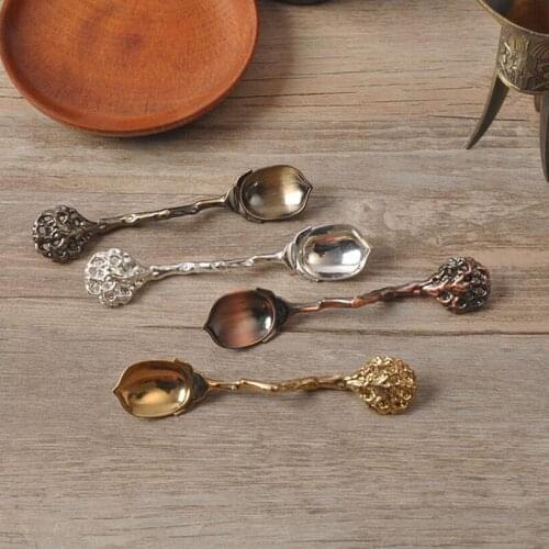 2pcs/set Creative Stainless Steel Metal Dessert Teaspoon Coffee Stiring Spoon Kitchen Tableware Dinner Drinking Accessories