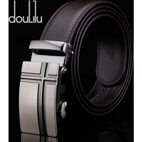 2020 Fashion Mens Jeans Waist Belt Cowboy Leather Strap Brand Metal Automatic Buckle Luxury Black Belts for Men 3.5cm Width