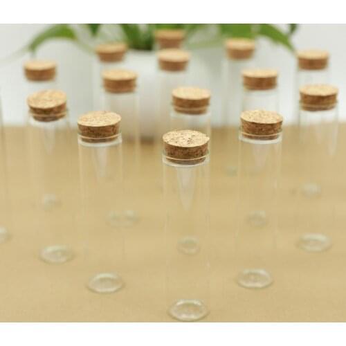 24 pcs/lot 30*120mm 60ml Glass Bottle Stopper Test Tube Glass Jars Storage Cork Bottle Container Vials DIY Craft