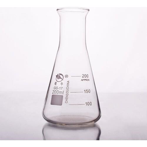 3pcs Conical flask,Wide spout with graduations,Capacity 200ml,Erlenmeyer flask with normal neck