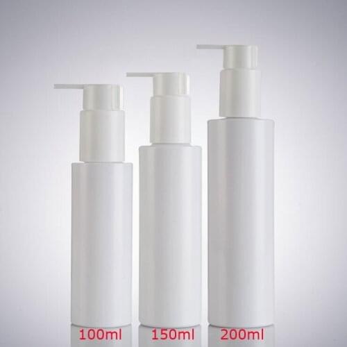 300 pcs/Lot PET Cosmetic Refillable Bottle 100ML 150ML 200ML White Plastic Pump Bottle Makeup Lotion Container