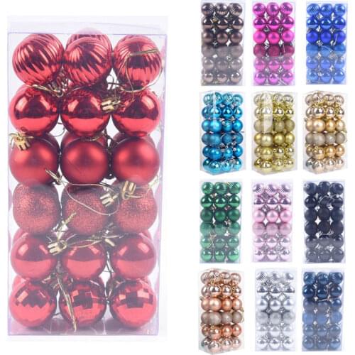 36 Pcs/Set Christmas Tree Ball Ornaments Glitter Xmas Party Tree Balls Pendants For Home Garden New Year Decoration Supplies