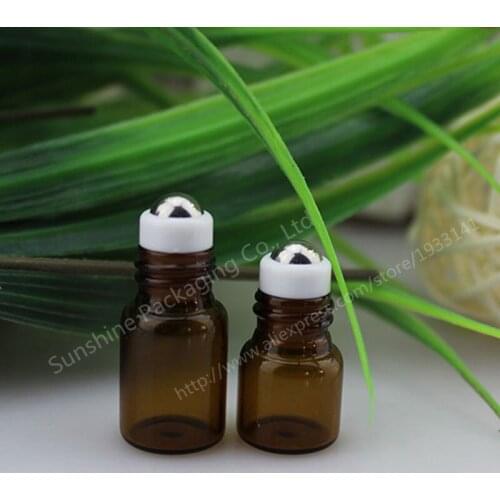 500pcs 2ml Amber Glass Roll-On Fragrance Perfume Bottles Refillable & Portable 2ml Essential Oil Roll On Bottle Free Shipping