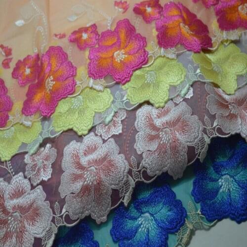 7Meters Lace Band Yellow Flowers Embroidered Trim Fabric Ribbon Wedding Dress Clothing Sewing for Bra Underwear Accessories