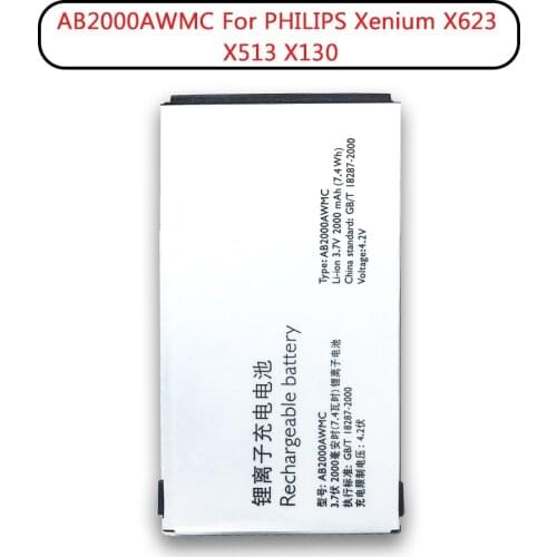 KiKiss Mobile Phone Battery AB2000AWMC AB2000FWML 2000mAh For PHILIPS Xenium X501 X513 X523 X130 X623 X3560 CTX130 CTX523 CTX513