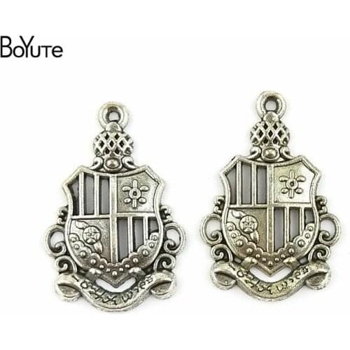 BoYuTe (100 Pieces/Lot) 19*28MM Antique Bronze Silver Plated Metal Crown Pendant Charms Jewelry for Women Accessories Diy