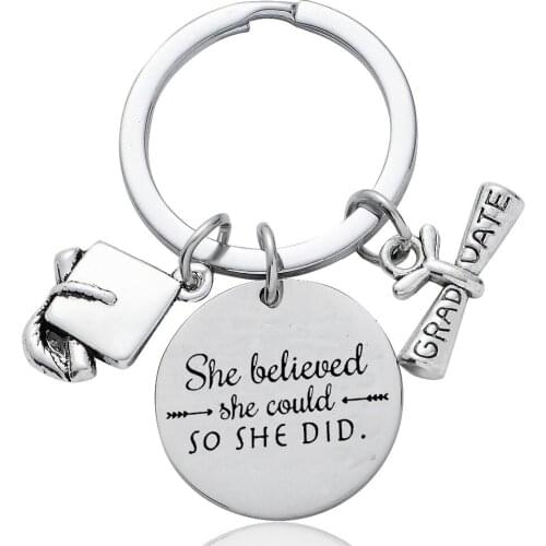 Stainless Steel She Believed She Could So She Did Graduate Keychain Gift For Her Graduation Keyring Key Chain Key Ring Charm