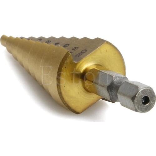 HSS High Speed Steel Triangle Shank Pagoda Step Drill Bit from 4-20mm -Y103