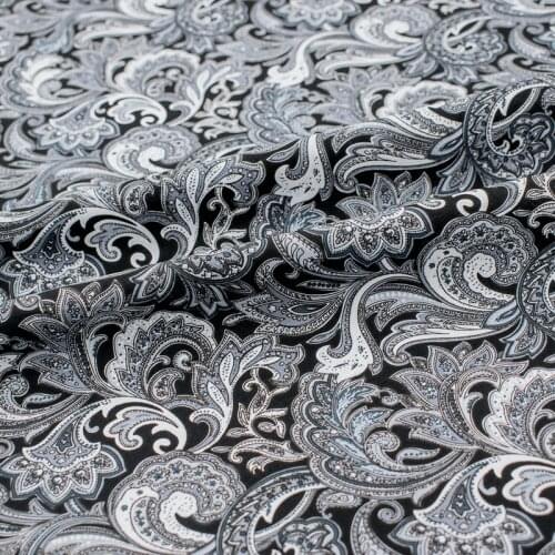 Black Cashew Pattern Pure Cotton Fabric For Dress Платье Tissus Au MÈTre Telas Por Metro Sewing Ткань Для Шитья Vestidos Coton