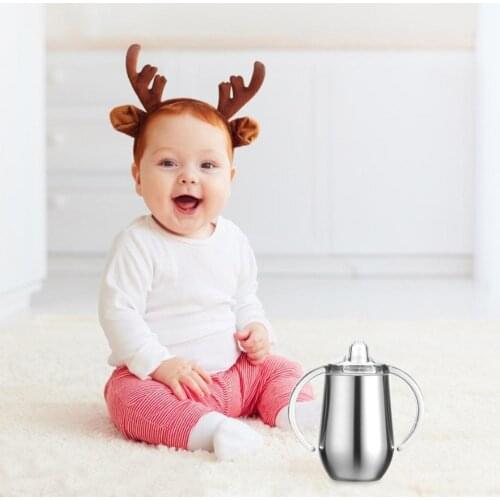 Baby Sippy Cup With Handle Double-layer Vacuum Insulation Cup Childrens Pacifier Cup Water Cup Thermos Cup Learn To Drink Cup