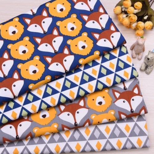 Bear Fox Kids Cartoon Cotton print fabric DIY sewing uphostery craft for Baby&Children Quilting Sheets Dress Material Tissus