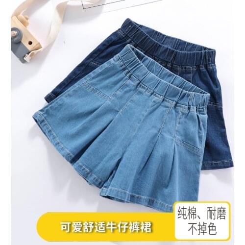Childrens Clothing 2021 Summer Girls Denim Shorts Fashion Big Kids Korean Girl Hakama
