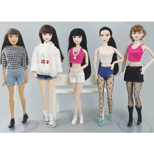 5pcs/lot Denim Jeans Bottoms Shorts For Barbie Doll Clothes Fashion Outfit Short Pants For Barbie 1/6 Doll Accessories