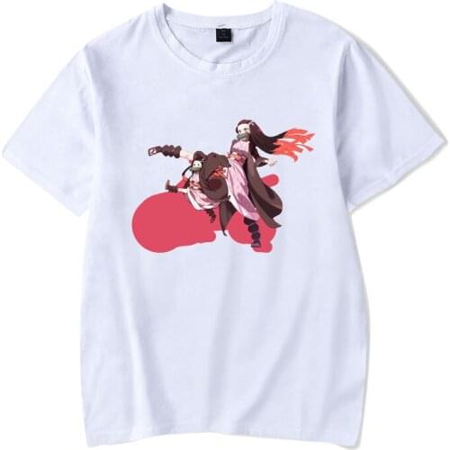 Japanese Anime Demon Slayer Kamado Nezuko Printed O-neck T-shirt Men / Women Pullovers Tracksuits Hip Hop Summer Regular Top