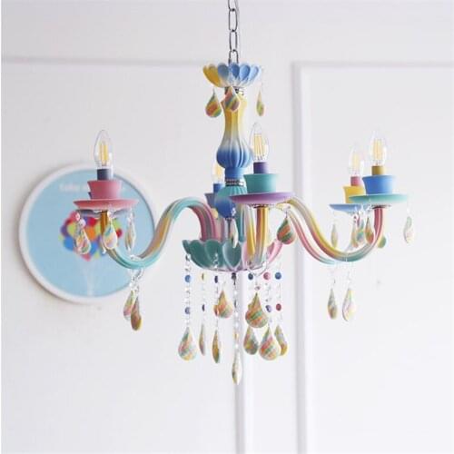 Modern Rainbow Crystal Chandeliers Home Lighting lustres de Deco Luxury Candle Chandelier Pendants Living Room Indoor Lamps