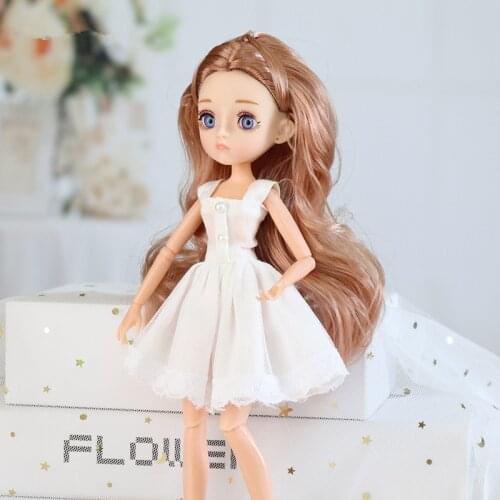 1/6 Joints Doll Fashion Suit Dress Coffee Curls Hair Dress Up BJD Doll 30cm Princess Doll Set Childrens Gift