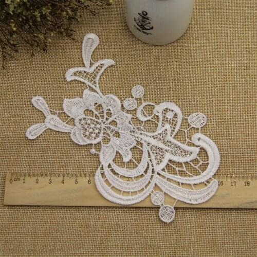 LP-DA87 Embroidery flowers patches white lace applique collar wedding dress formal dress accessories fabric patch 20 pcs