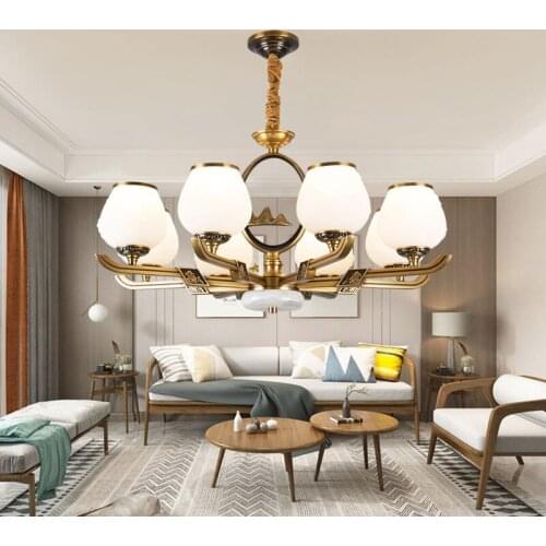 All copper chandelier living room lamp grand luxury simple dining room bedroom lamp villa hall lighting Chandelier
