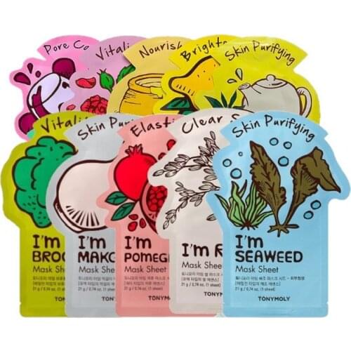 7PCS/LOT I'm REAL Tony moly Face Mask Moisturizing Oil Control Anti-Aging Shrink Pores Korean Sheet Facial Mask Cosmetics