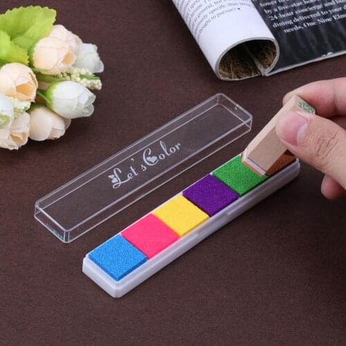DIY Scrapbooking Inkpad Set Stationery with Gradient Colour Cartoon for School Teachers Students Decorative Stamps