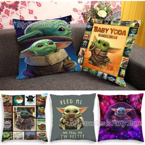 Star Wars Plush Cushion Cover 45*45 Master Yoda Pillowcase Decoration Anime Printed Pillowcover Room Car Sofa Party Home Decor