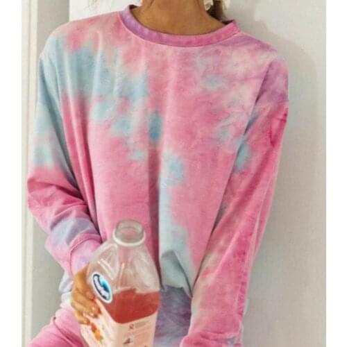 New European and American womens fashion home color printing and dyeing long-sleeved suit