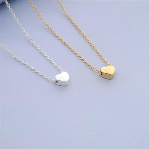 Simple Design Tiny Heart Necklace Tiny Thick Heart Neckace Cute Sweet Women Necklace Jewelry