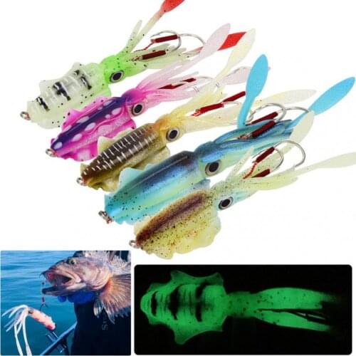 Fishing Soft Squid Lure 60g Luminous Octopus Squid Jig Hook for Sea Fishing Lures Wobbler Bait