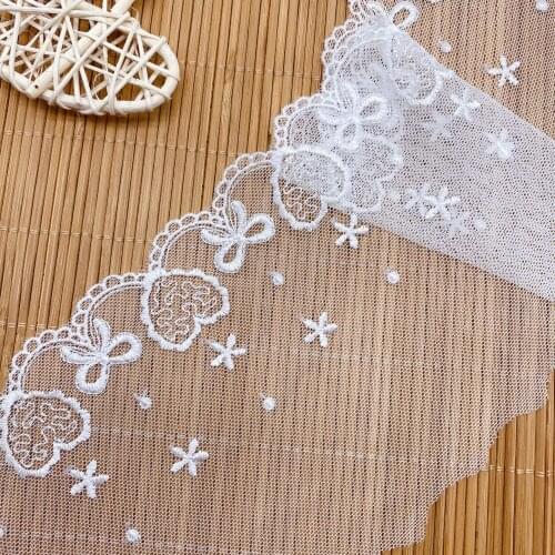 Mesh Love Lace Childrens Dress Accessories Dacron Bow Heart Lace Trim Fabric Embroidered Lace clothing For Sewing Accessories