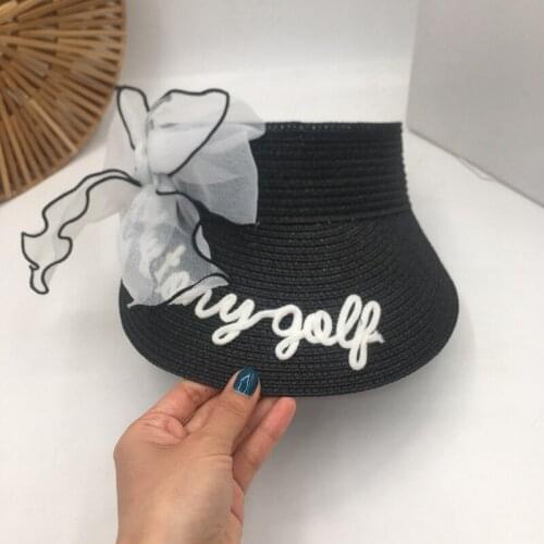 Summer female straw empty no top hat fairy lady elegant sun hat cap grass beach ins visors