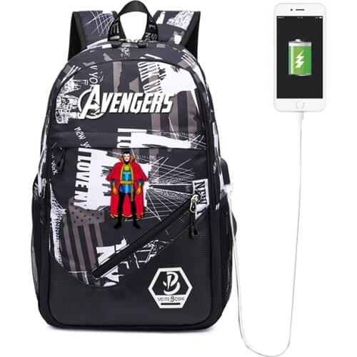 MARVEL teenager Luminous bookbag USB Charging backpack mochila Large capacity waterproof school bag travel backpack
