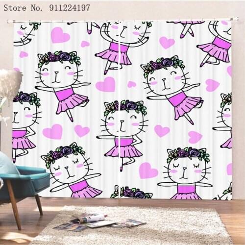 Beatuiful Ballet Girl Print Window Curtain Girls Ballet Shoes Curtain For Living Room Bedroom Kitchen Curtains Treatment Shading
