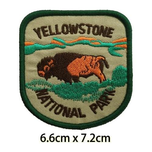 Yellow stone embroidered iron on patch, National Park jacket backpack fabric clothing accessories DIY