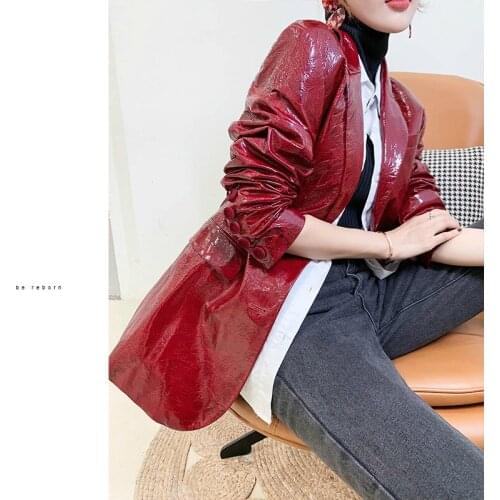 Womens Sheepskin Coat Genuine Leather Jacket Women Clothes Blazer Motorcycle Biker Jacket Slim Fit Spring Autumn ZHF555 KJ6106